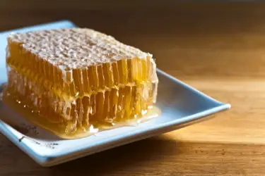 Cut honeycomb on a plate